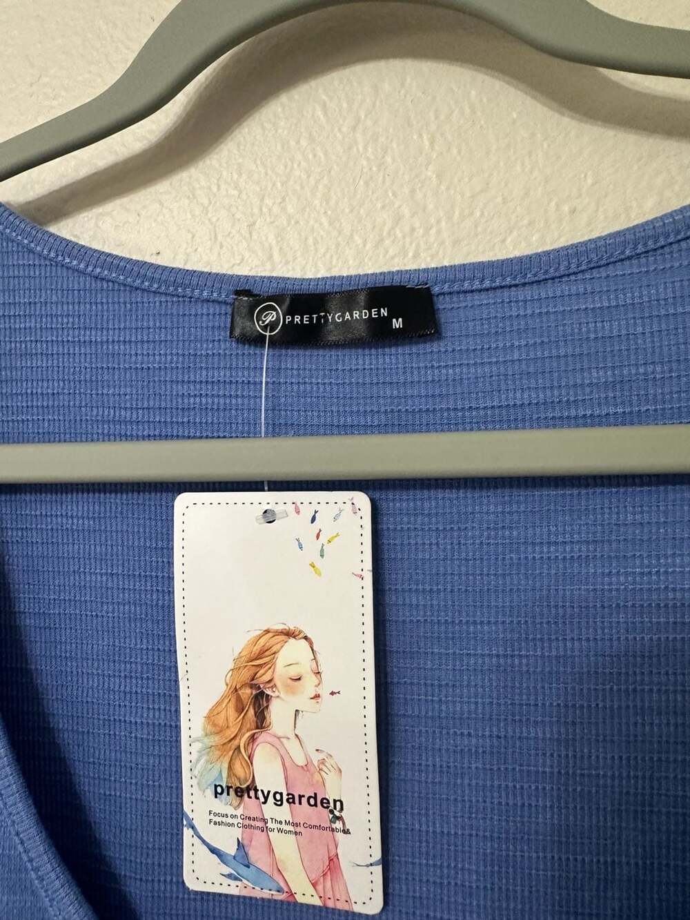 NWT PRETTYGARDEN Women Size M Romper Blue 1/4 Snap Up Crew Neck - Picture 4 of 13